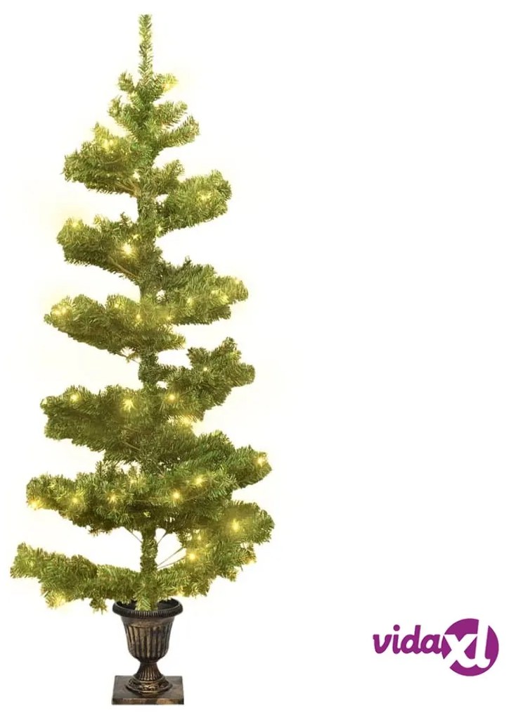 vidaXL Albero di Natale Preilluminato con Vaso Verde 120 cm in PVC