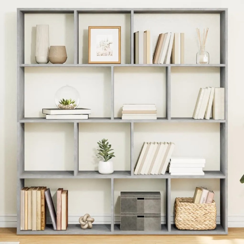 Libreria grigio cemento 132x29x141,5 cm in legno multistrato