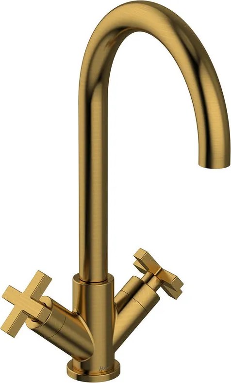 Rubinetto per lavabo getto aerato Los Angeles dorato spazzolato satinato HUBER H 33.8 cm