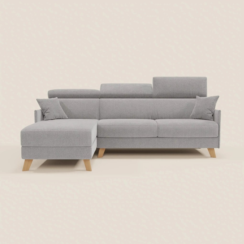 Sole Divano letto matrimoniale angolare con penisola contenitore e poggiatesta reclinabili - tessuto smacchiabile T23