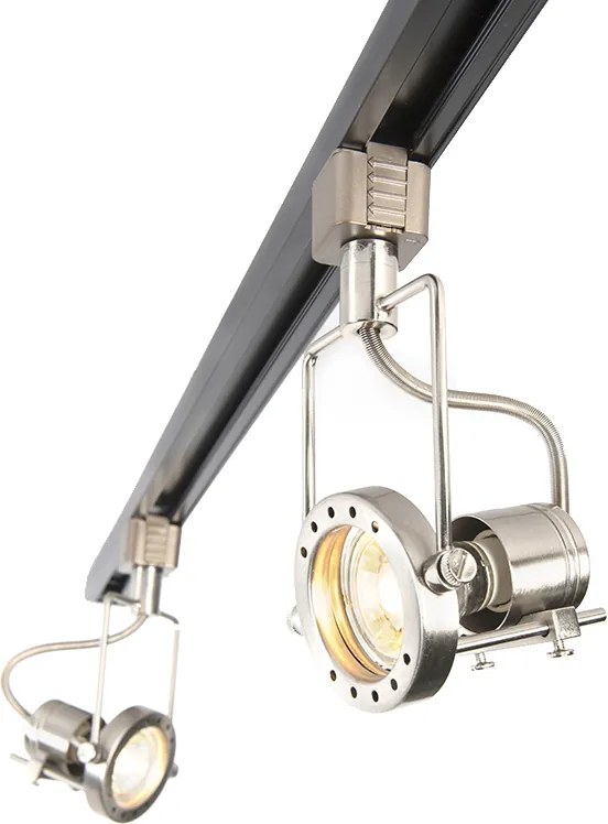 Binario monofase Smart nero con acciaio incl. 3 WiFi GU10 - Iconic Suplux