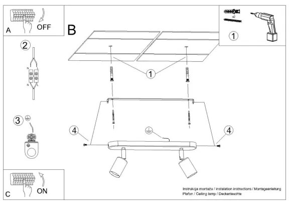 Sollux SL.1121 - Faretto FORNES 2xE27/60W/230V nero