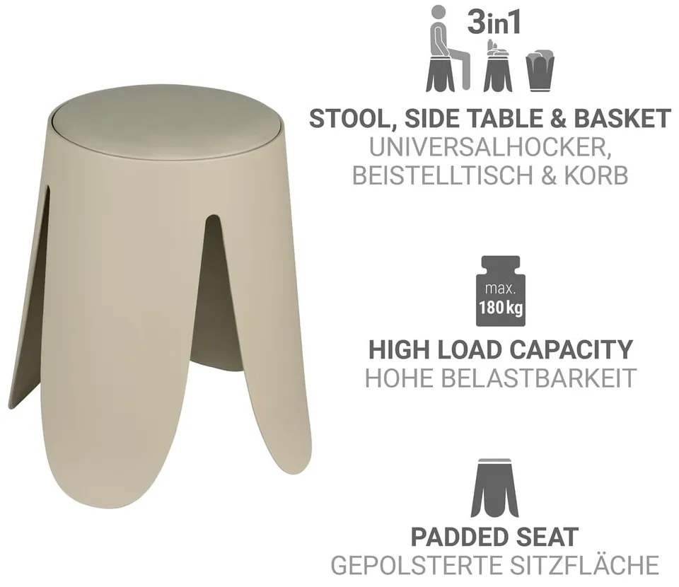 Sgabello beige in plastica impilabile Comiso – Wenko