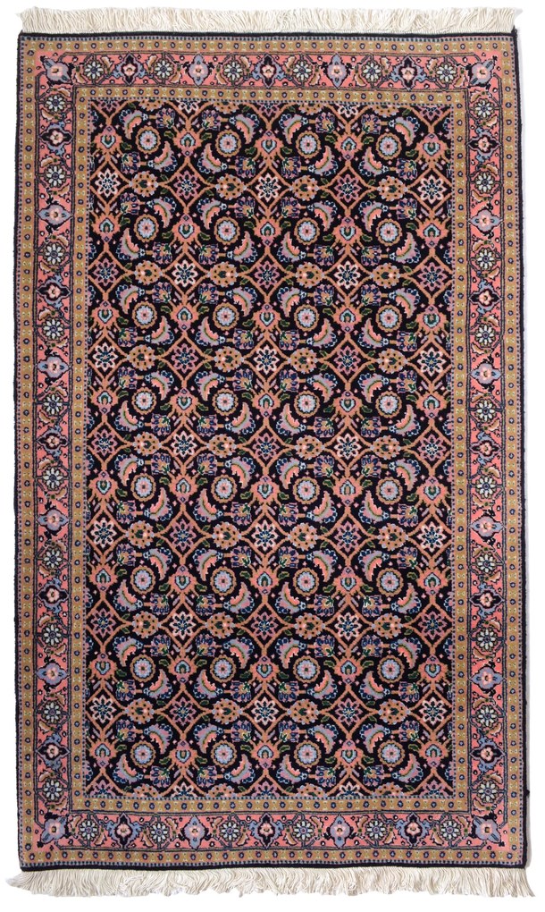Tabriz Tappeto 130x80 Blu (Iran) Annodato A Mano