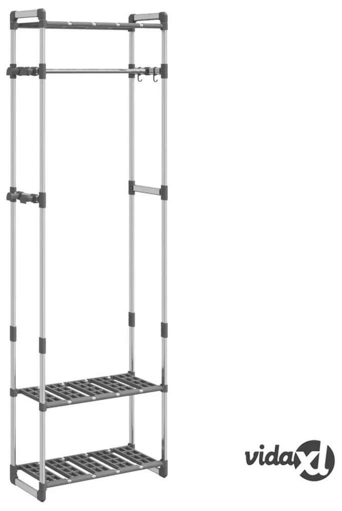 vidaXL Appendiabiti a 3 Livelli Argento 59x29x192 cm in Alluminio