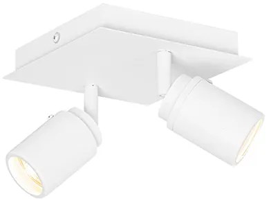 Faretto da bagno smart bianco quadrato 2 luci IP44 incl. 2 Wifi GU10 50mm - Ducha
