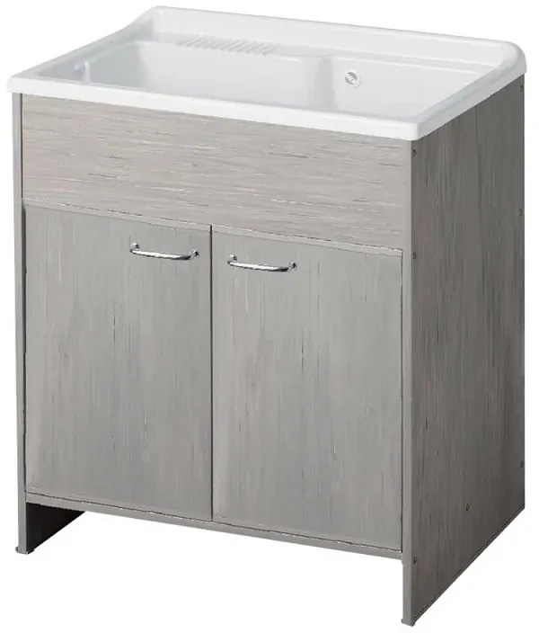 Mobile lavatoio 80 cm in PVC rovere kit di montaggio scarico incluso