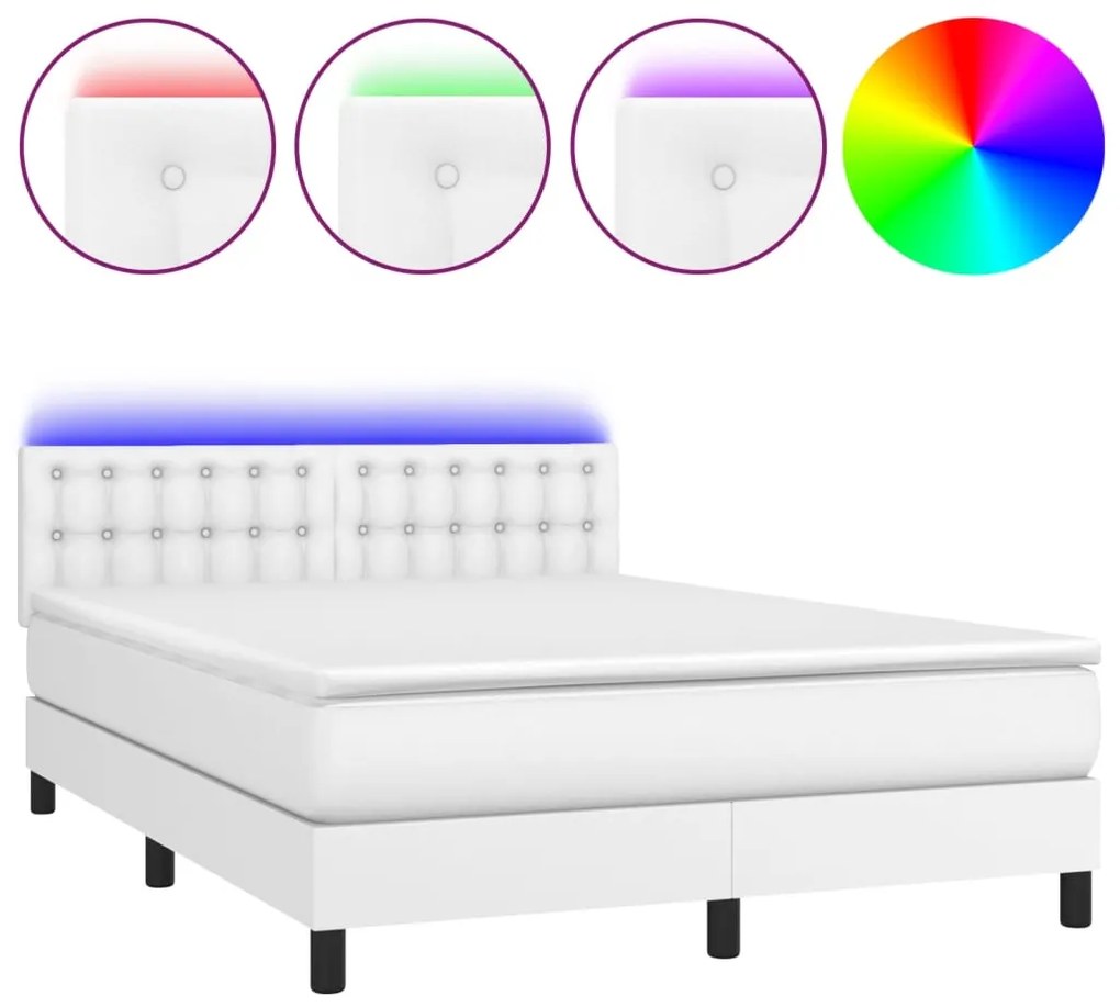 Giroletto molle con materasso e led bianco 140x190cm similpelle