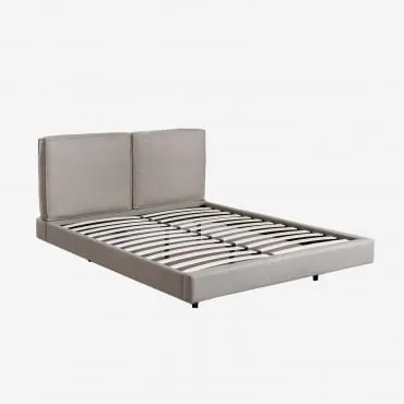 Letto Imbottito Kezia Tessuto Grigio Talpa Chiaro & 135 X 200 Cm - Sklum