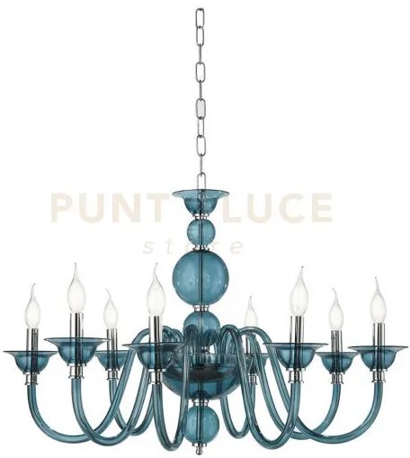 Lampadario tebe 8 luci ottanio e cromo attacco e14 d.87cm