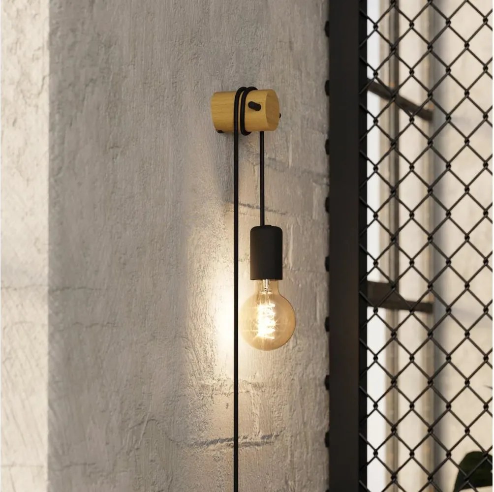 Eglo 43898 - Lampada da parete BUDDON 1xE27/13W/230V nero/beige