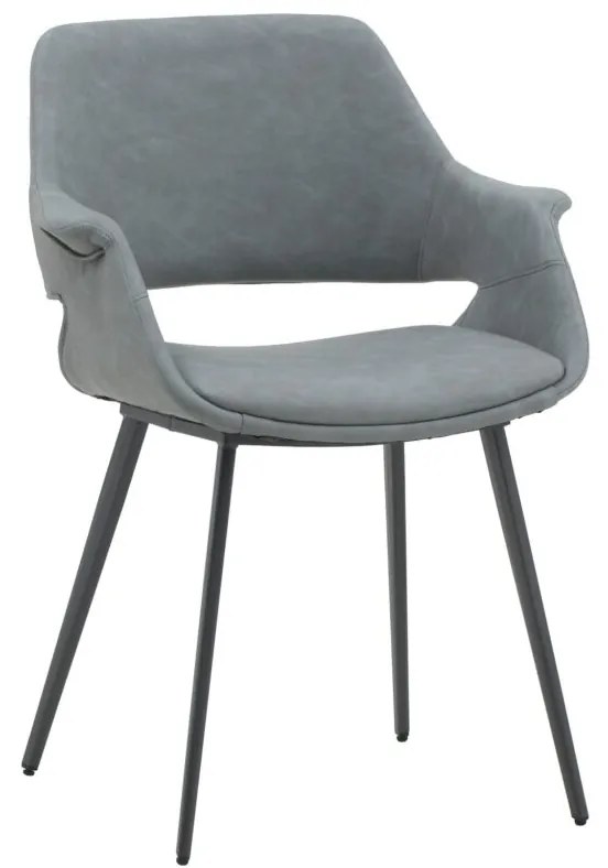 Set di sedie EMBAJADORES in similpelle grigio e gambe in metallo nero, con braccioli