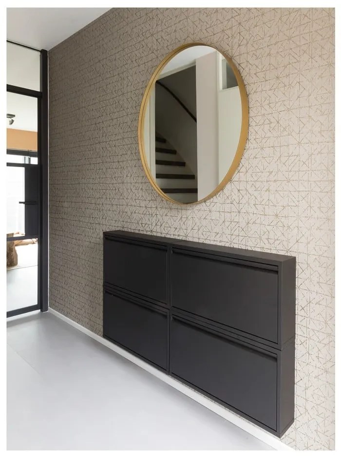 Scarpiera nera in metallo con ante ribaltabili 75x37,5x12,5 cm Billy – Spinder Design