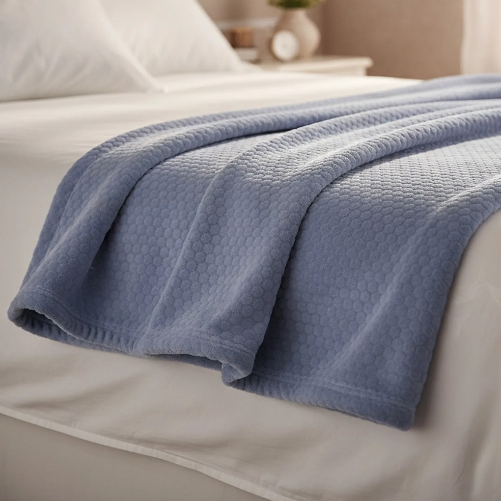 Plaid motivo 3D 160x130 cm Bubbles azzurro