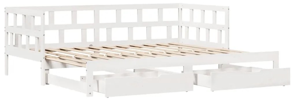 Dormeuse letto estraibile e cassetti bianco 90x190cm legno pino