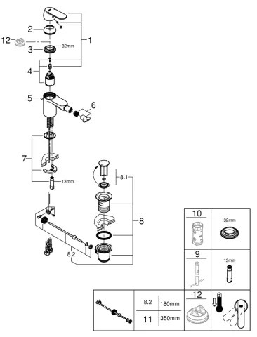 GROHE 32885000 - Miscelatore per bidet GET DN 15 cromo lucido
