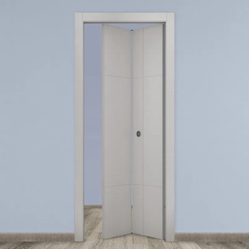 Porta pieghevole a libro simmetrica City grigio L 80 x H 210 cm destra