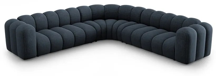 Divano angolare componibile blu con rivestimento in ciniglia Lupine – Micadoni