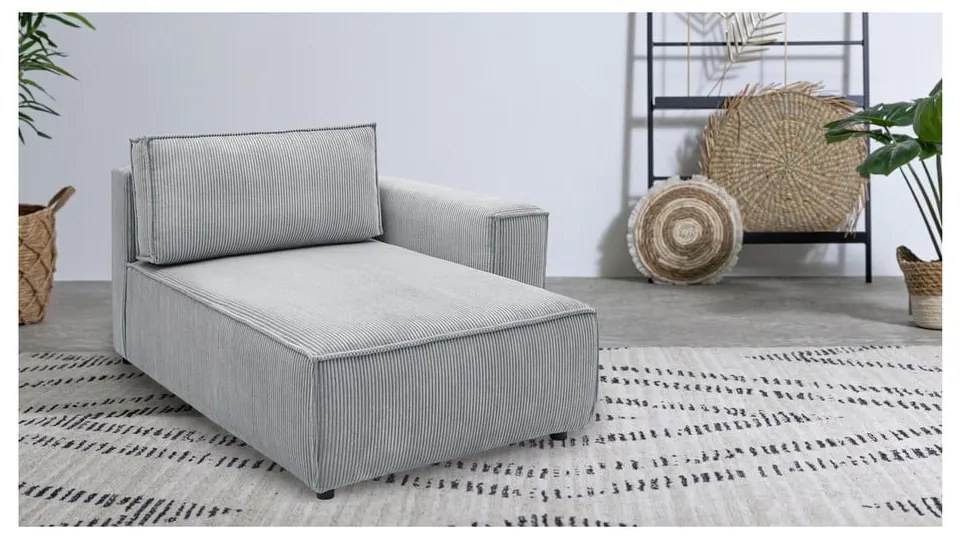 Modulo divano in velluto a coste grigio chiaro, angolo destro Nihad modular - Bobochic Paris