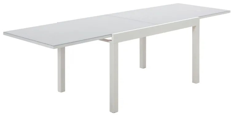 Tavolo da giardino allungabile Lyra II NATERIAL in alluminio bianco con piano in vetro per 10 persone 135/270x90cm