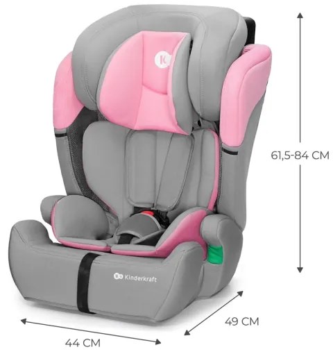 KINDERKRAFT - Seggiolino auto COMFORT UP i-Dimensioni (76-150 cm) grigio/rosa