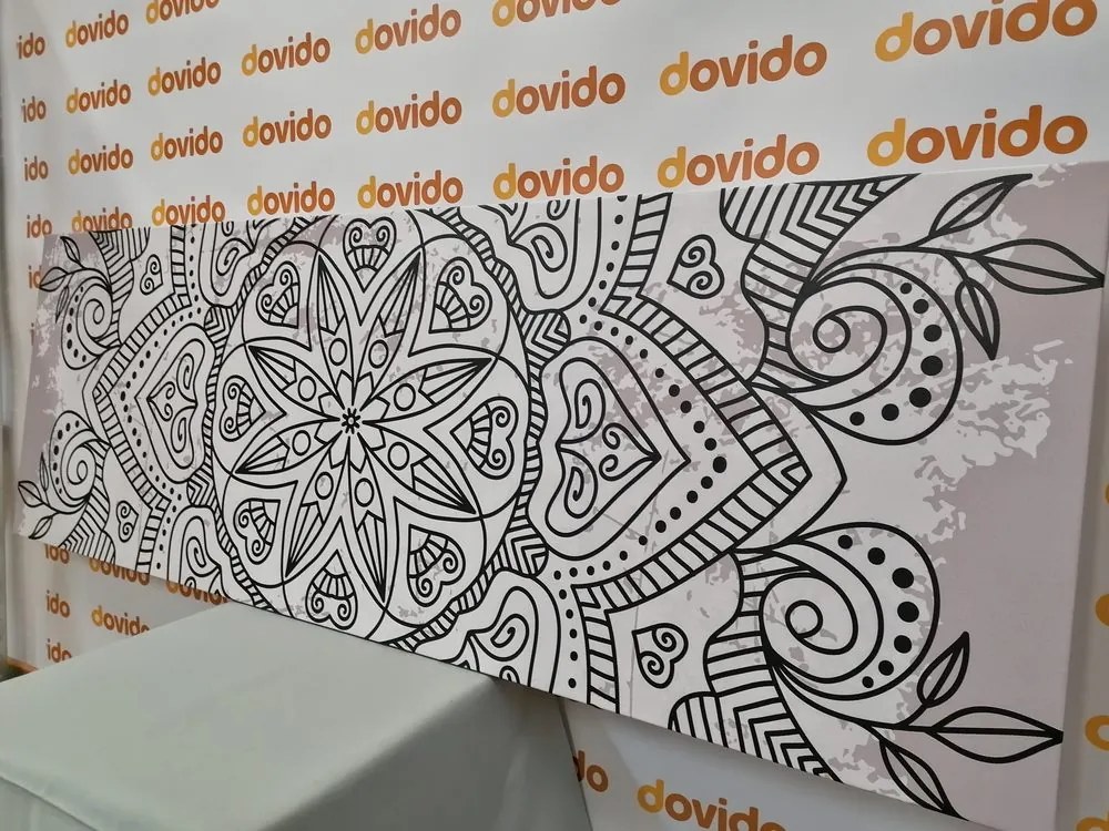 Stampa su tela – Mandala con tocco antico in bianco e nero