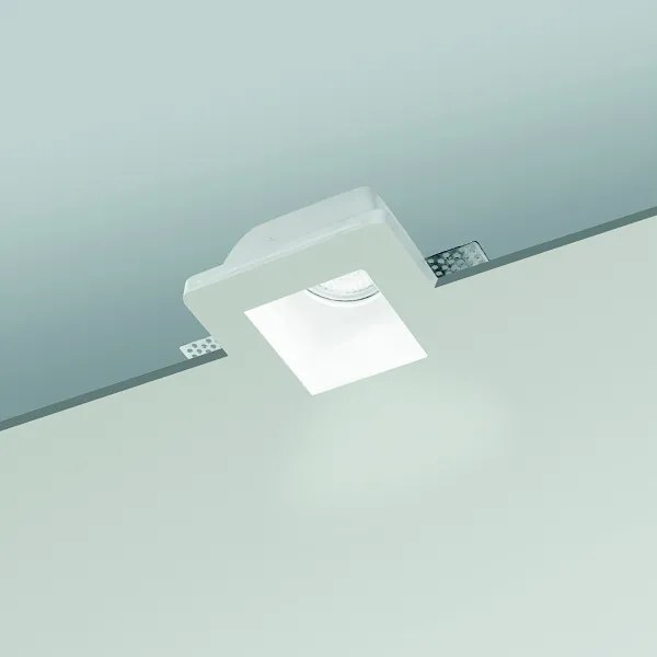 Faretto da incasso quadrato RUMBA in gesso verniciato Bianco 12x12 cm