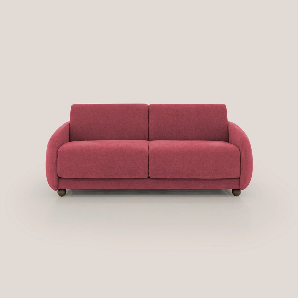 Giglio divano letto scandinavo japandi con materasso H18 cm in tessuto Bouclé impermeabile T07