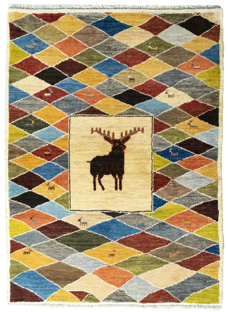 Gabbeh Tappeto 110 x 150 (Iran) Annodato A Mano