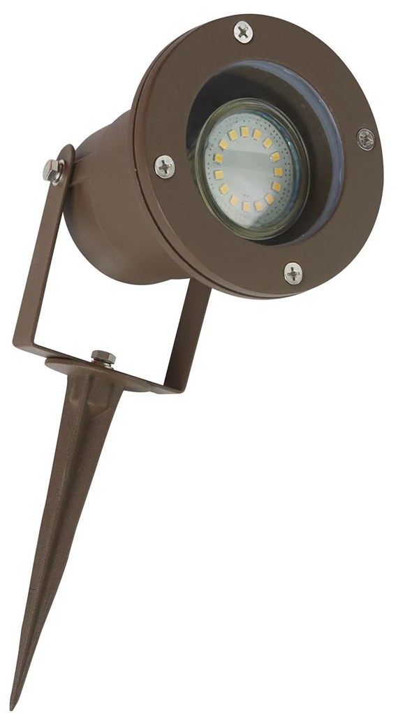 Faretto Da Esterno Moderna Spikey Alluminio Marrone Vetro 1 Luce Gu10
