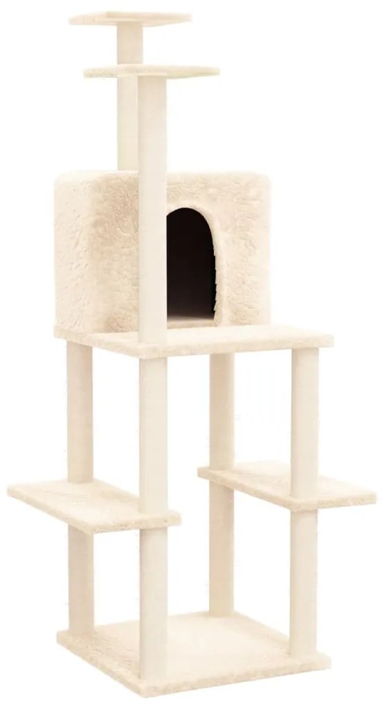 Albero per Gatti con Tiragraffi in Sisal Crema 144,5 cm