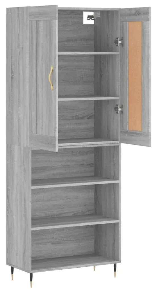 Credenza grigio sonoma 69,5x34x180 cm in legno multistrato