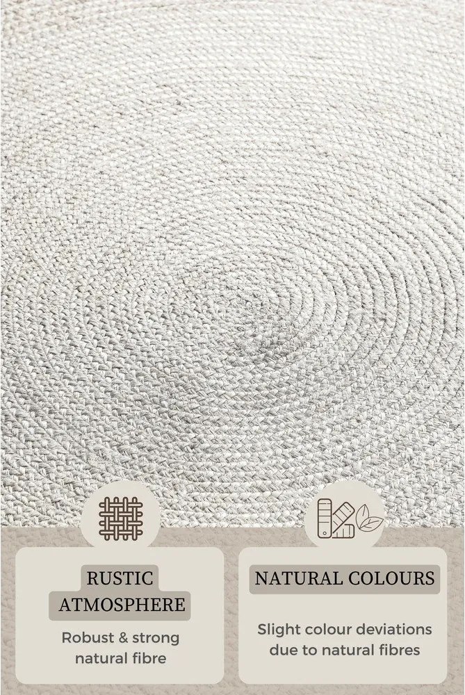 Tappeto rotondo bianco in iuta reversibile/tessuto a mano ø 140 cm Braided – Hanse Home