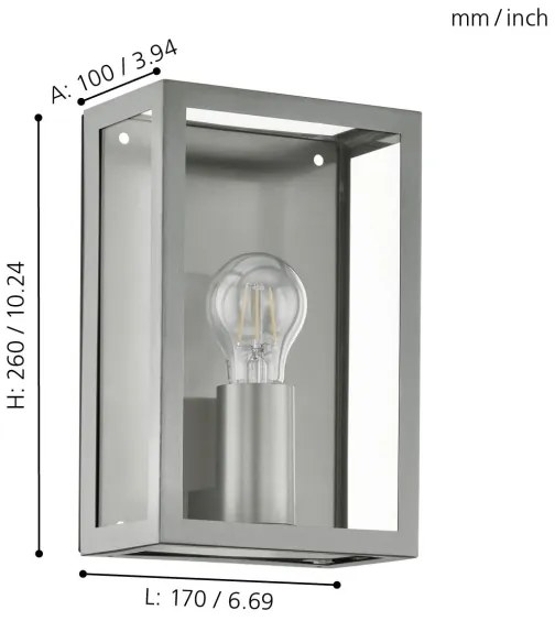 Eglo 94827 - Lampada da esterno ALAMONTE 1xE27/60W/230V IP44