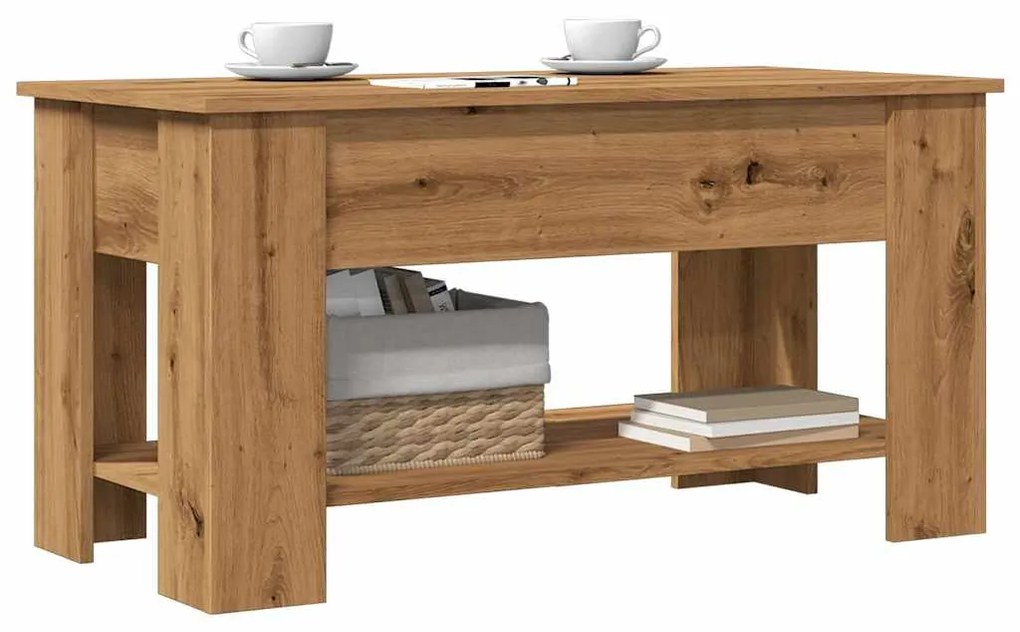Tavolino Salotto Rovere Artigianale 101x49x52 Cm İn Truciolato /