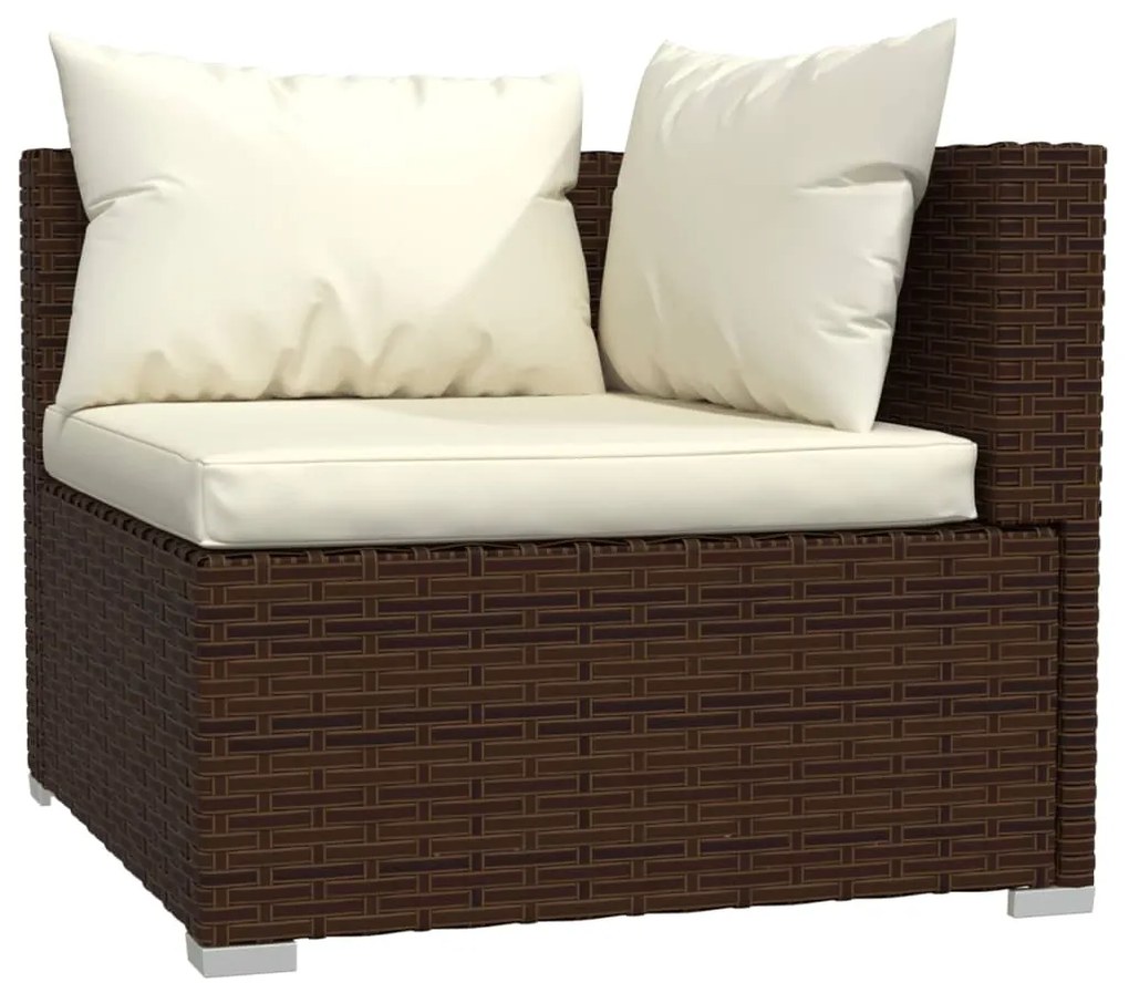 Set Divani da Giardino 9 pz con Cuscini in Polyrattan Marrone