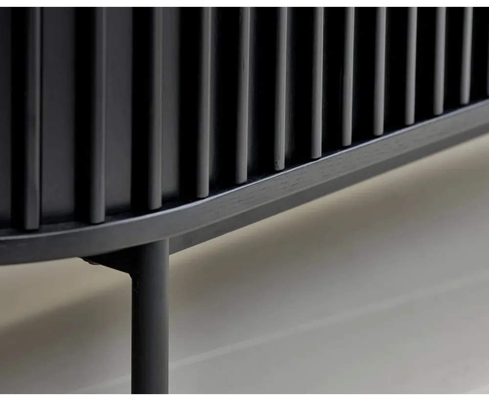 Cassettiera bassa nera in rovere con ante scorrevoli 73x160 cm Siena - Unique Furniture