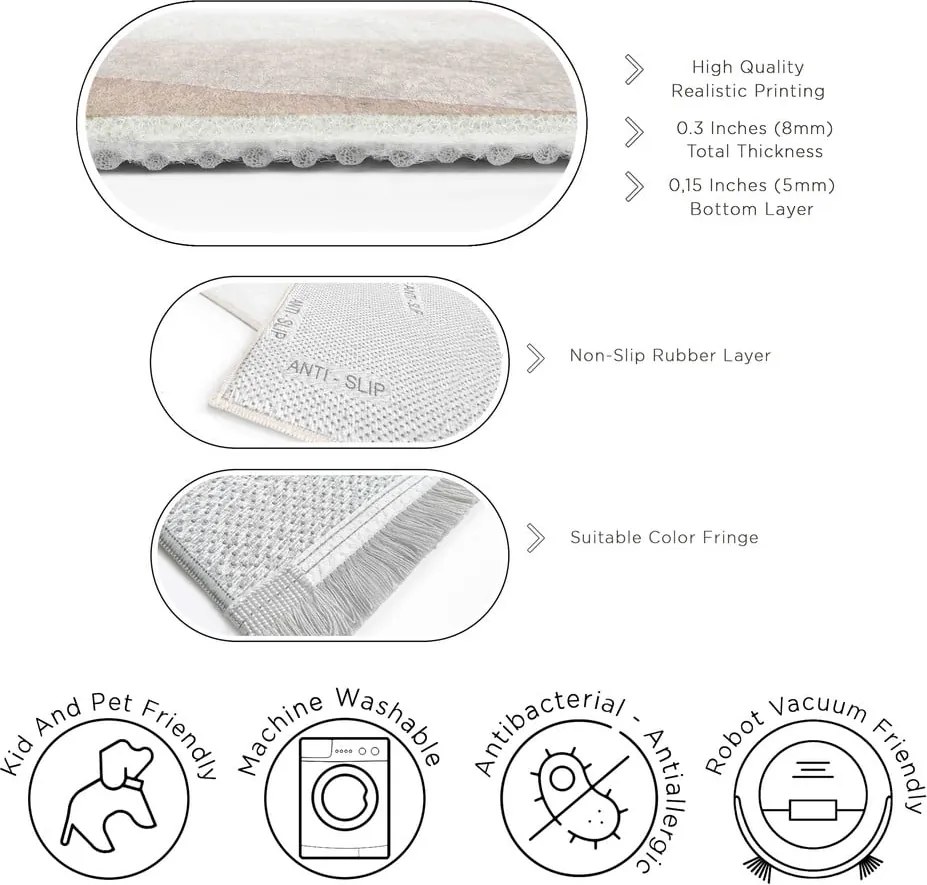 Tappeto color crema lavabile 60x100 cm Komodo Beach – Mila Home