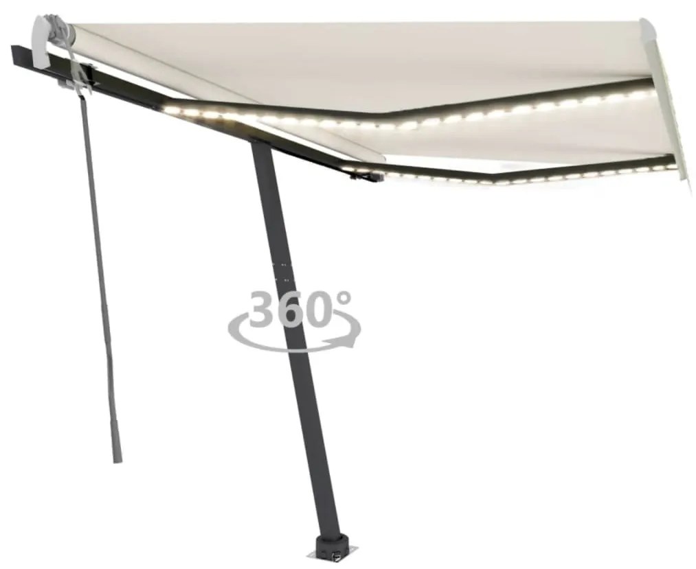 Tenda Da Sole Retrattile Manuale Con Led 300x250 Cm Crema /
