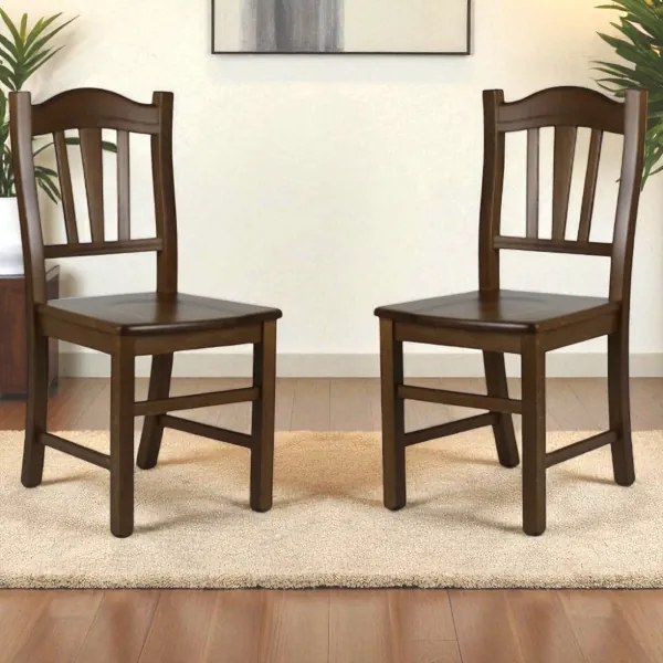 Sedia in legno massello con seduta legno Noce SILVANA set da 2