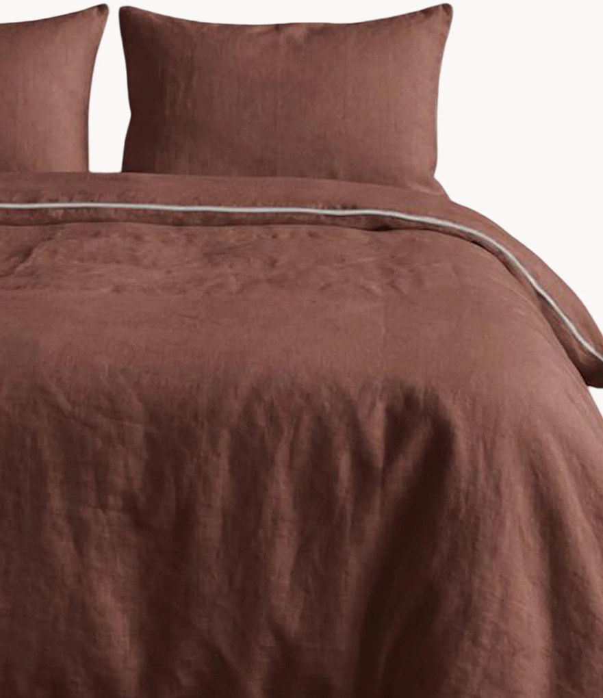 Set di 2 biancheria da letto in lino Chocolate White