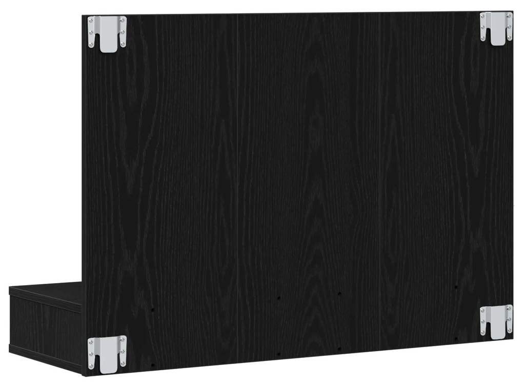 Armadio specchio led in rovere nero - 90x31,5x62 cm