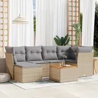 Set Divano da Giardino 7 pz con Cuscini Beige Misto Polyrattan 3256080