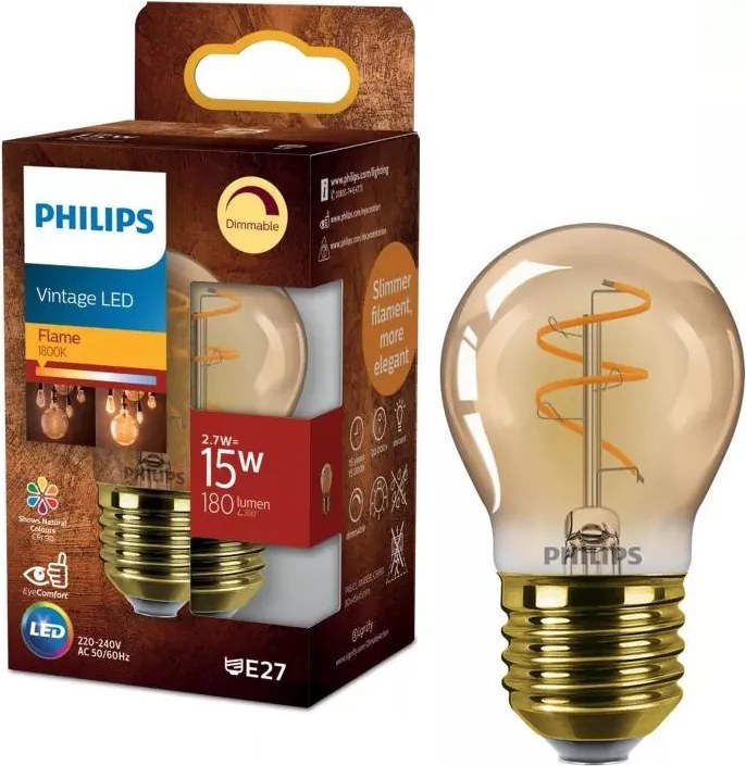 Lampadina LED dimmerabile VINTAGE Philips P45 E27/2,7W/230V 1800K
