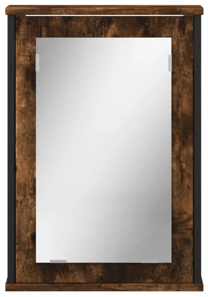 Mobile bagno specchio rovere fumo 42x12x60 cm legno multistrato
