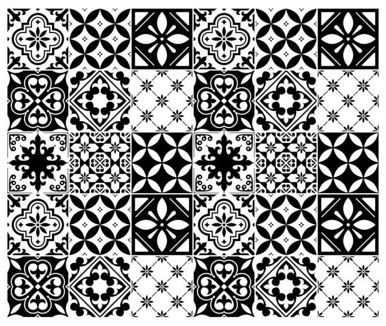 Set di 30 adesivi murali Decal Tiles Azulejos , 10 x 10 cm Rosario - Ambiance
