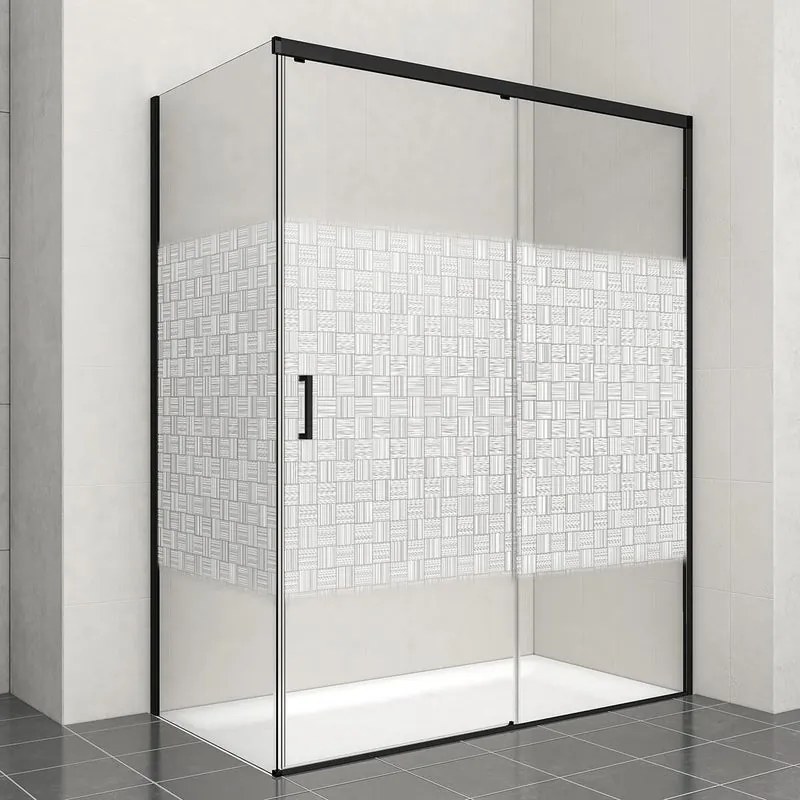 Porta doccia scorrevole L 158-159.5 cm x H 200 cm per nicchia in vetro smerigliato SP. 6 mm, profilo opaco nero, serie Jazz
