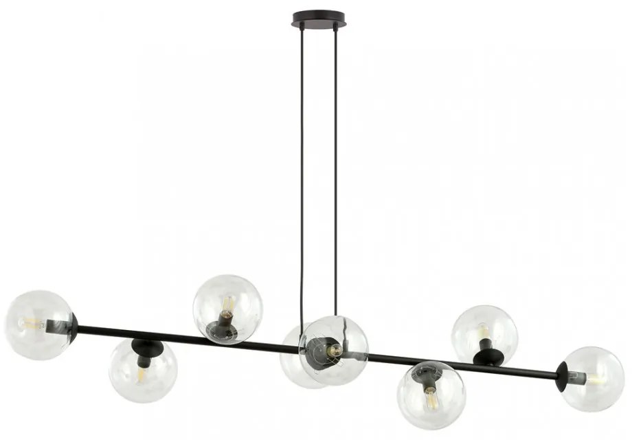 Lampadario a sospensione ROSSI 8 BL in acciaio e vetro 8xE14 Colore delle Sfere Trasparente
