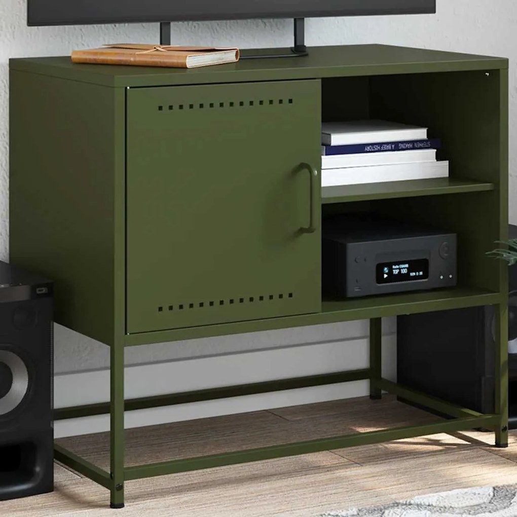 Mobile Tv Verde Oliva 68x39x60,5 Cm İn Acciaio /