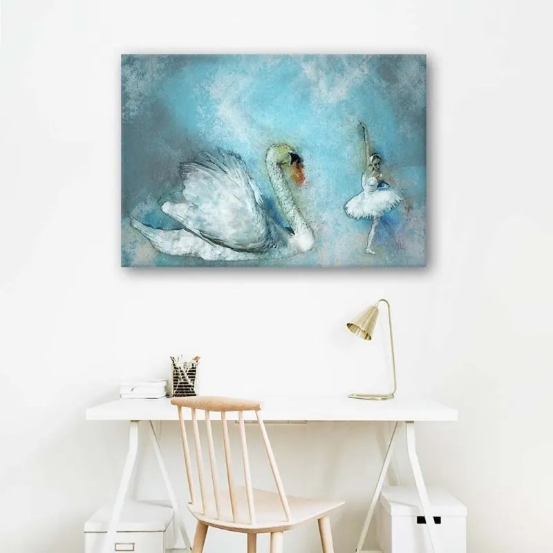 Quadro su tela, Cigno Ballerina Turchese  Dimensioni 120x80